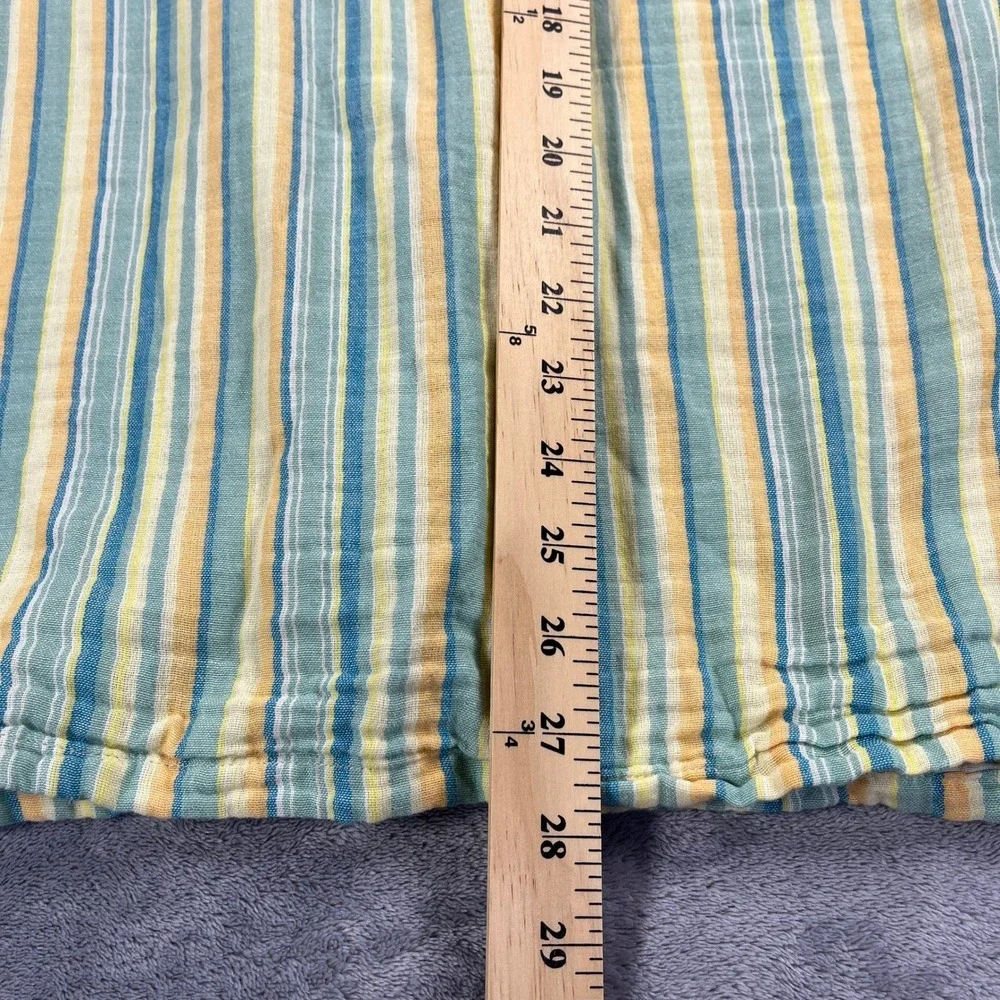 Levis Button Up L Yellow Blue Stripe Relaxed Short Sleeve Coastal Gauze Retro